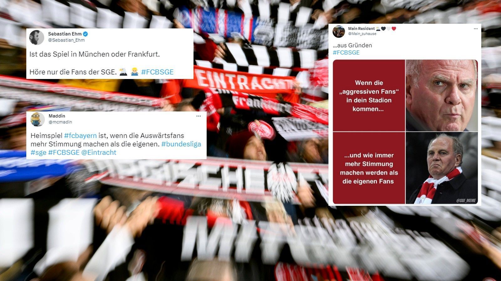 
                <strong>Bayern-Fans machen sich zum Gespött</strong><br>
                Die Bayern-Fans bekommen bei Twitter mal wieder eine ordentliche Breitseite. Weil in der Münchner Allianz Arena vor allem die Frankfurter Fans zu hören sind, hagelt es für den stummen FCB-Anhang Spott. Ob Uli Hoeneß sich ärgert?
              