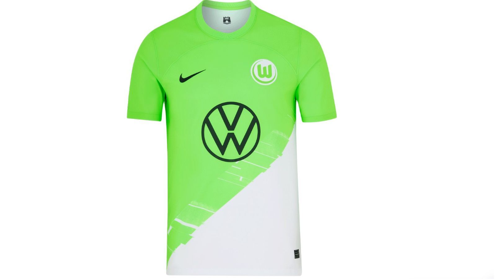 <strong>Platz 17: VfL Wolfsburg</strong><br>Im Fanshop der Wolfsburger wird beworben, dass das weiße Dreieck dank "raffinierter Linien" in das Hellgrün des Trikots überfließt. Ähnlich clevere Verläufe solle es auch schon beim Wändestreichen gegeben haben, weil das Malerklebeband nicht richtig saß. Das Giftgrün sticht so sehr ins Auge, das es schmerzt. Ein paar Akzente zur Auflockerung hätten gutgetan.&nbsp;