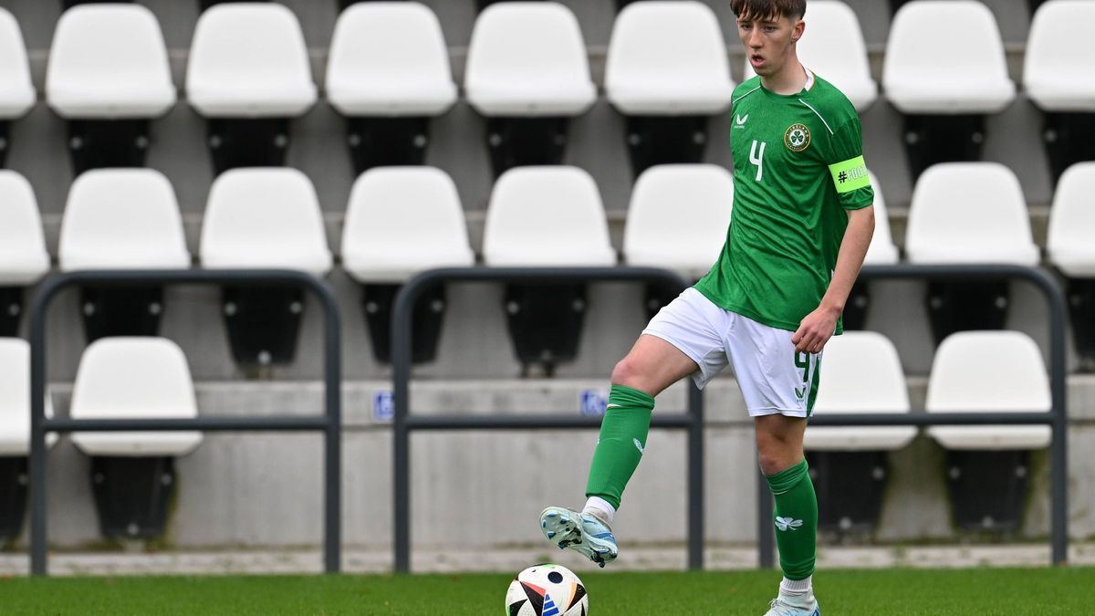 20240929 U16 BELGIUM VS IRELAND Ben Dumigan (4) of Ireland pictured during a friendly soccer game between the national under 16 teams of Belgium and the republic of Ireland on Sunday 29 September 2...