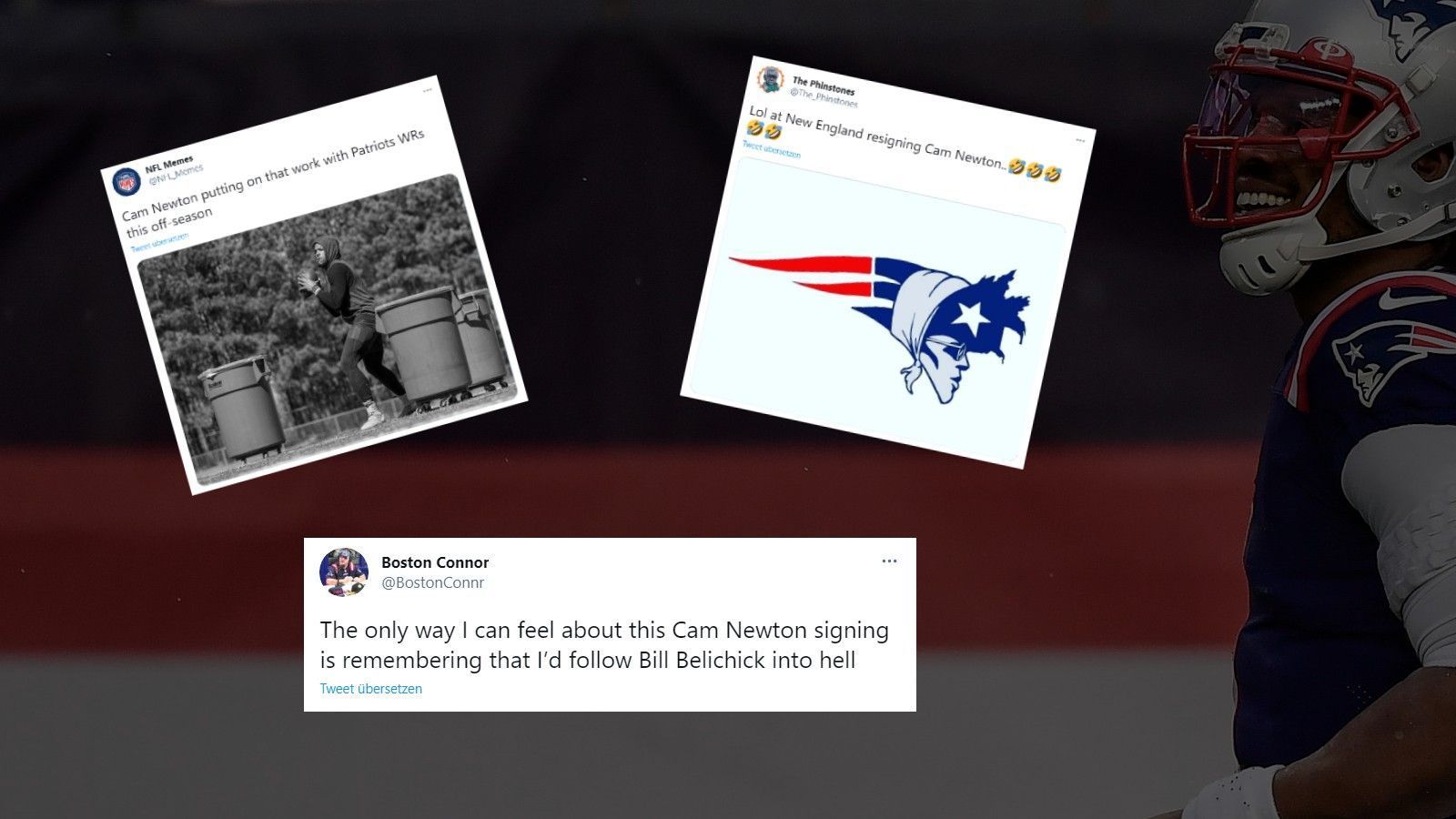 
                <strong>Die Netzreaktionen zum Verbleib von Cam Newton bei den New England Patriots</strong><br>
                Überraschende Nachricht aus der NFL! Nach einem erfolglosen Jahr bei den New England Patriots sind wohl die meisten Fans und Experten davon ausgegangen, dass sich die Wege des Serienmeisters und Quarterback Cam Newton trennen. Das ist aber mitnichten der Fall. Die "Scoring Machine" bleibt für ein weiteres Jahr in Foxborough und kassiert deutlich mehr als in der vergangenen Saison. In den sozialen Netzwerken sorgt die Meldung für ein reges Treiben. ran liefert die Netzreaktionen.
              