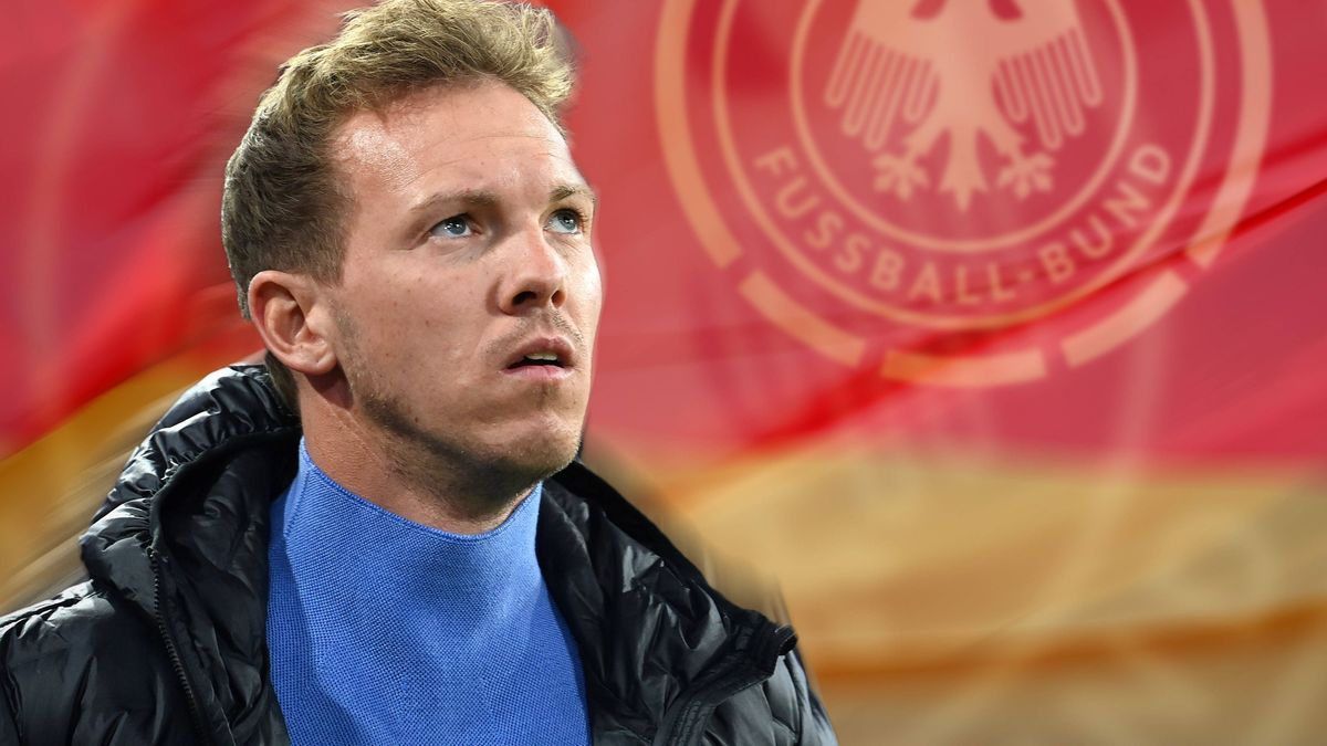 FOTOMONTAGE: Bericht:DFB hat Kontakt mit Julian Nagelsmann aufgenommen. Trainer Julian NAGELSMANN (Bayern Muenchen) Einzelbild,angeschnittenes Einzelmotiv, Portraet,Portrait,PortrÅ t. Fussball 1. B...