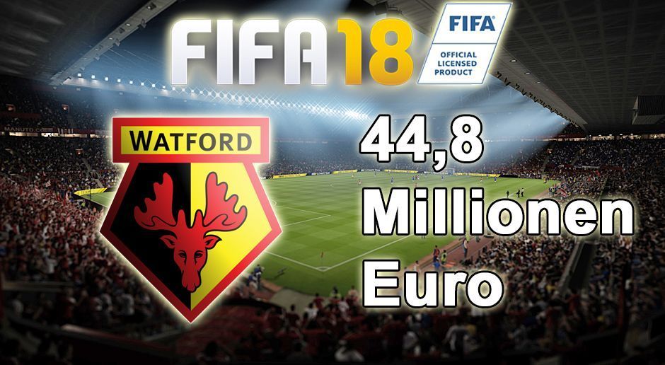 
                <strong>FIFA 18 Karriere: FC Watford</strong><br>
                Platz 25: 44,8 Millionen Euro.
              
