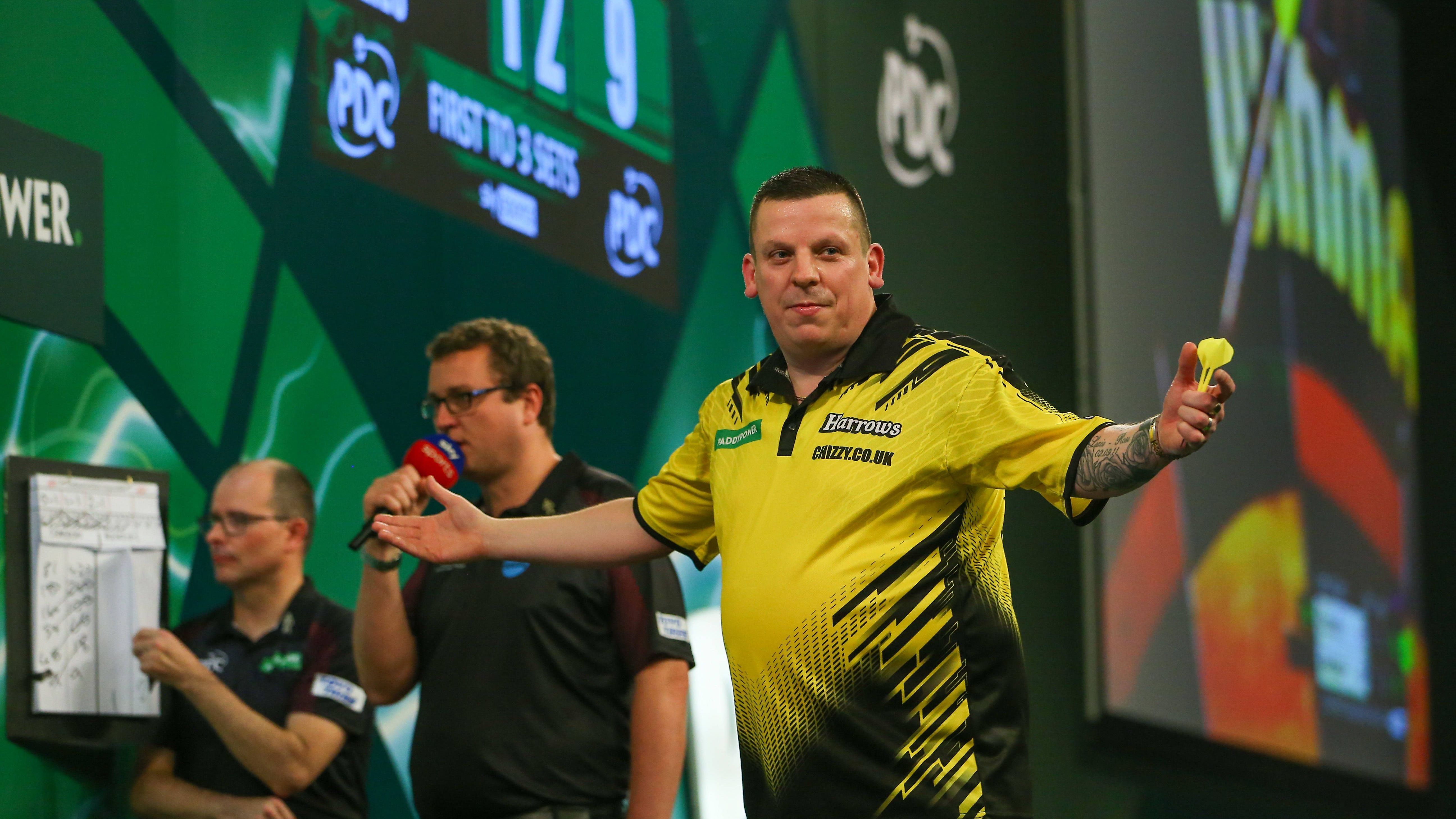 <strong>Platz 7: Dave Chisnall (England)</strong><br><strong>180er bei der WM 2024:</strong>&nbsp;29<br><strong>Spiele bei der WM 2024:</strong>&nbsp;4 (Aus im Viertelfinale)