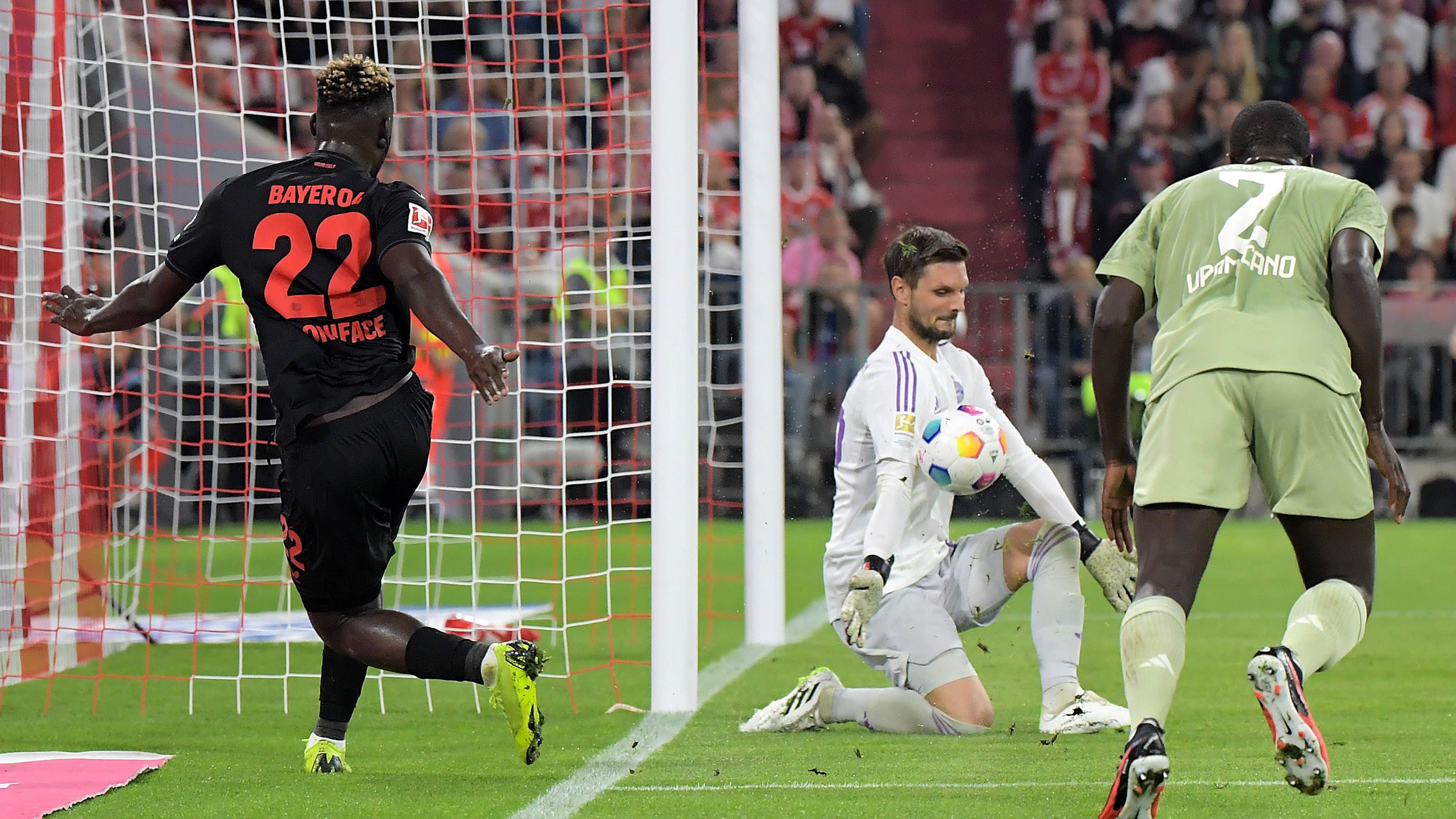 <strong>Sven Ulreich</strong><br>Bis zum 1:1 von Grimaldo (24.), bei dessen Traum-Freistoß er keine Chance hat, ist der Neuer-Ersatz beschäftigungslos. Danach umso mehr gefordert, rettet mit dem Fuß gegen Boniface (31.). Glück bei Wirtz' Pfostenschuss, Pech beim 2:2 durch Palacios (93.), als er mit den Fingerspitzen noch dran ist. <strong><em>ran</em>-Note: 3</strong>