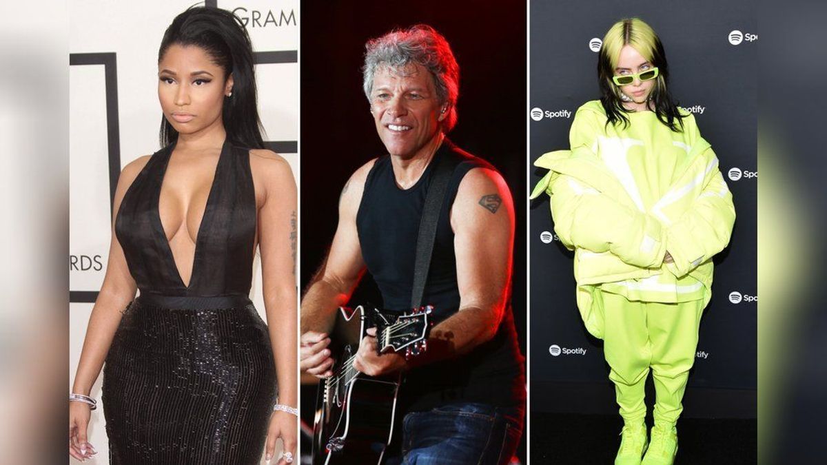 Unter anderem Nicki Minaj (l.), Jon Bon Jovi und Billie Eilish sehen den Einsatz von Künstlicher Intelligenz in der Musikbranche kritisch.