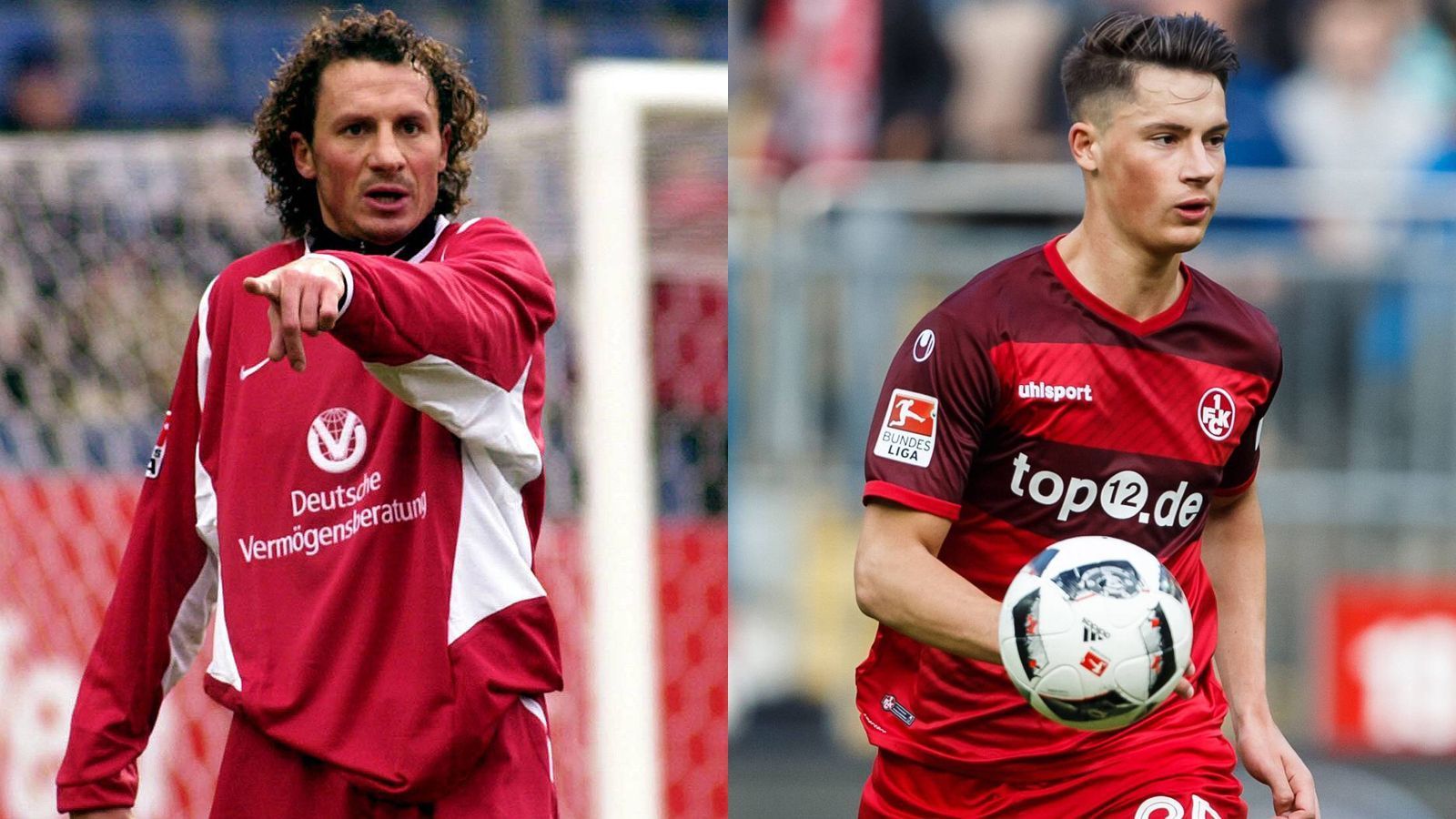 
                <strong>Harry und Robin Koch (1. FC Kaiserslautern)</strong><br>
                Von 1995 bis 2003 stand Harry Koch beim 1. FC Kaiserslautern seinen Mann und gewann dabei unter anderem 1998 als Aufsteiger mit den Pfälzern sensationell den Titel. Zudem hat der einstige Verteidiger auch seinen Sohn zum FCK gebracht. Auch Robin Koch schaffte es zu den Profis und nicht nur das. Im Sommer 2017 brachte der Innenverteidiger dem damals finanziell schwer angeschlagenen Klub einige Millionen Euro an Ablöse ein, als er sich für einen Wechsel nach Freiburg entschied. Heute kickt der 25-Jährige für Premier-League-Klub Leeds United. Für den FCK bestritt er 28 Pflichtspiele, Vater Harry fast zehn Mal so viele (272 Einsätze).
              