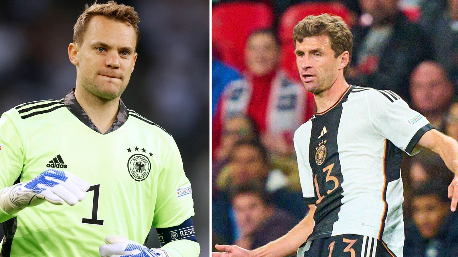 
                <strong>Älteste deutsche Spieler</strong><br>
                &#x2022; Manuel Neuer (links): 27.03.1986, Alter: 36<br>&#x2022; Thomas Müller (rechts): 13.09.1989, Alter 33<br>
              