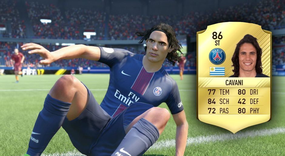 
                <strong>Edinson Cavani – Ligue 1 (Frankreich)</strong><br>
                Der Abgang von Ibrahimovic bescherte Cavani noch mehr Torchancen. Diese nutzte er gekonnt und netzte gleich 35 Mal ein. Ein beeindruckender Wert und Grund genug, seine 84 Schuss in FIFA 17 sogar noch einmal anzuheben.
              