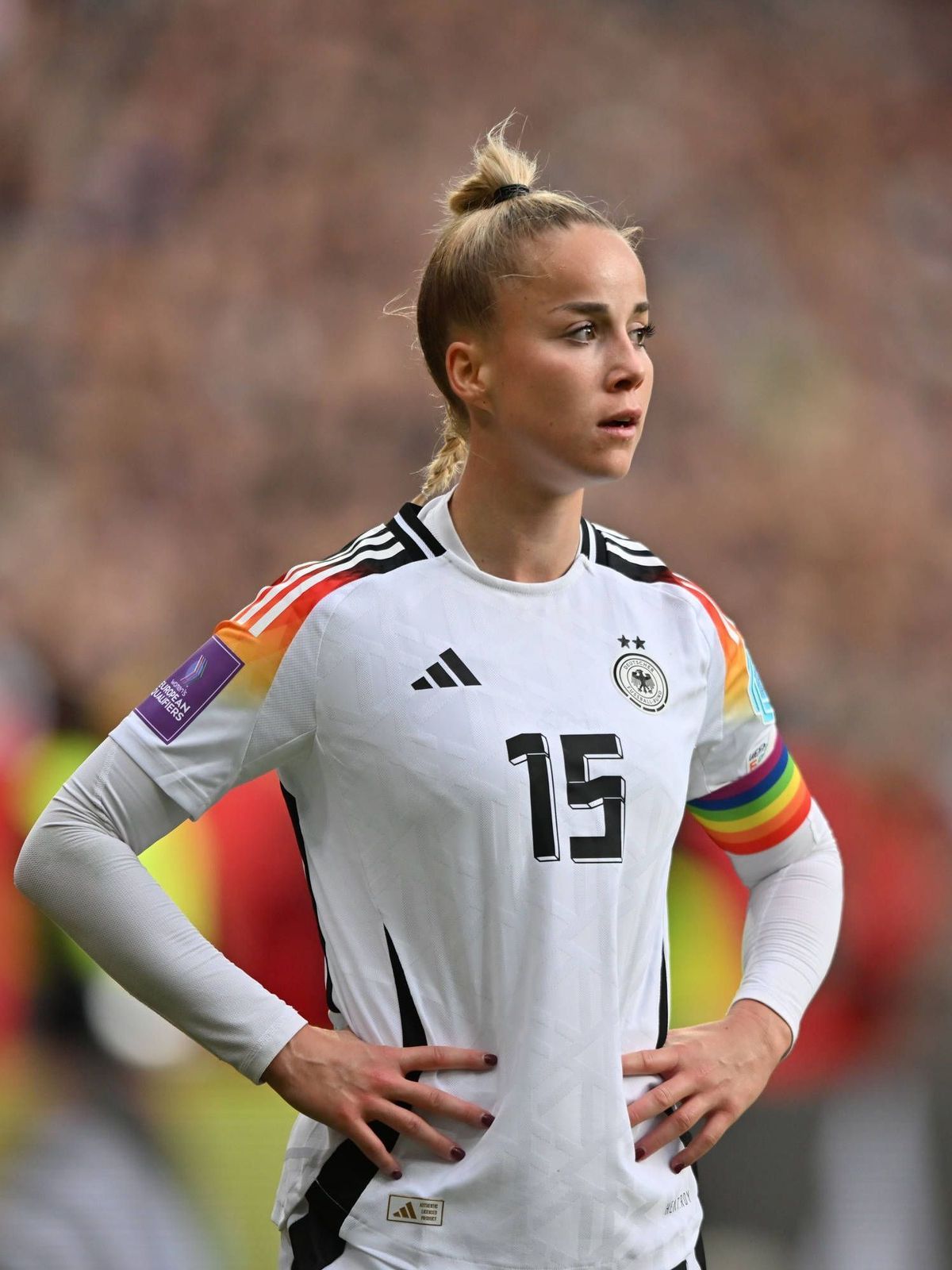 Giulia Gwinn(DFB-Frauen , Deutschland,15 ) Großaufnahme, 09.04.2024, Aachen (Deutschland), Fussball, Euro Qualifikation 2025 , Deutschland - Island *** Giulia Gwinn DFB Women , Germany,15 close-up,...