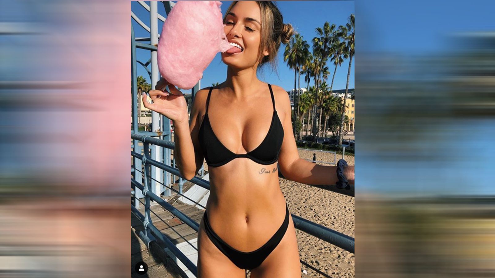 
                <strong>Julia Rose</strong><br>
                Selbst ein Instagram-Star darf sich hin und wieder mal was Süßes gönnen. Als Kalifornierin fühlt sich die 25-Jährige natürlich am Strand zuhause, deshalb dürfen wir auch so oft diesen Anblick im Bikini genießen.
              