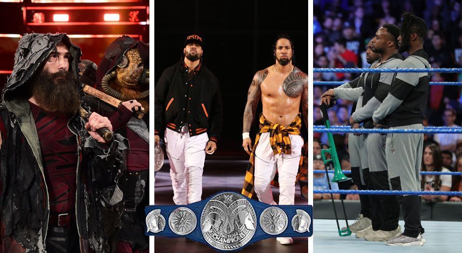 
                <strong>SmackDown Tag Team Championship: The Usos (C) vs. The New Day vs. The Bludgeon Brothers</strong><br>
                Relativ kurz, dafür ziemlich schmerzhaft. Die Bludgeon Brothers haben von Beginn an das Triple Thread Match dominiert. Am Ende hagelte es eine Powerbomb gegen Kofi Kingston aus der Ringecke. Wir haben neue SmackDown Tag Team Champions.Sieger: The Bludgeon BrothersIm Vorfeld von ran getippter Sieger: The Bludgeon Brothers
              