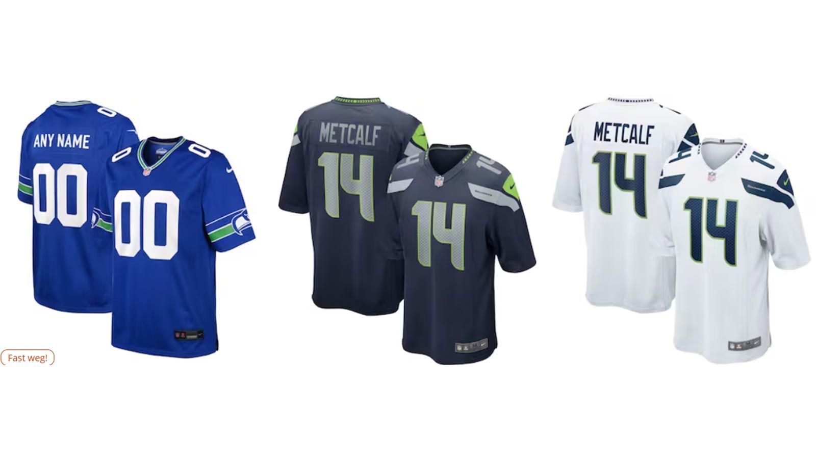 <strong>Seattle Seahawks</strong><br>
                Team-Farben: College Navy, Action-Grün und Wolf-Grau
