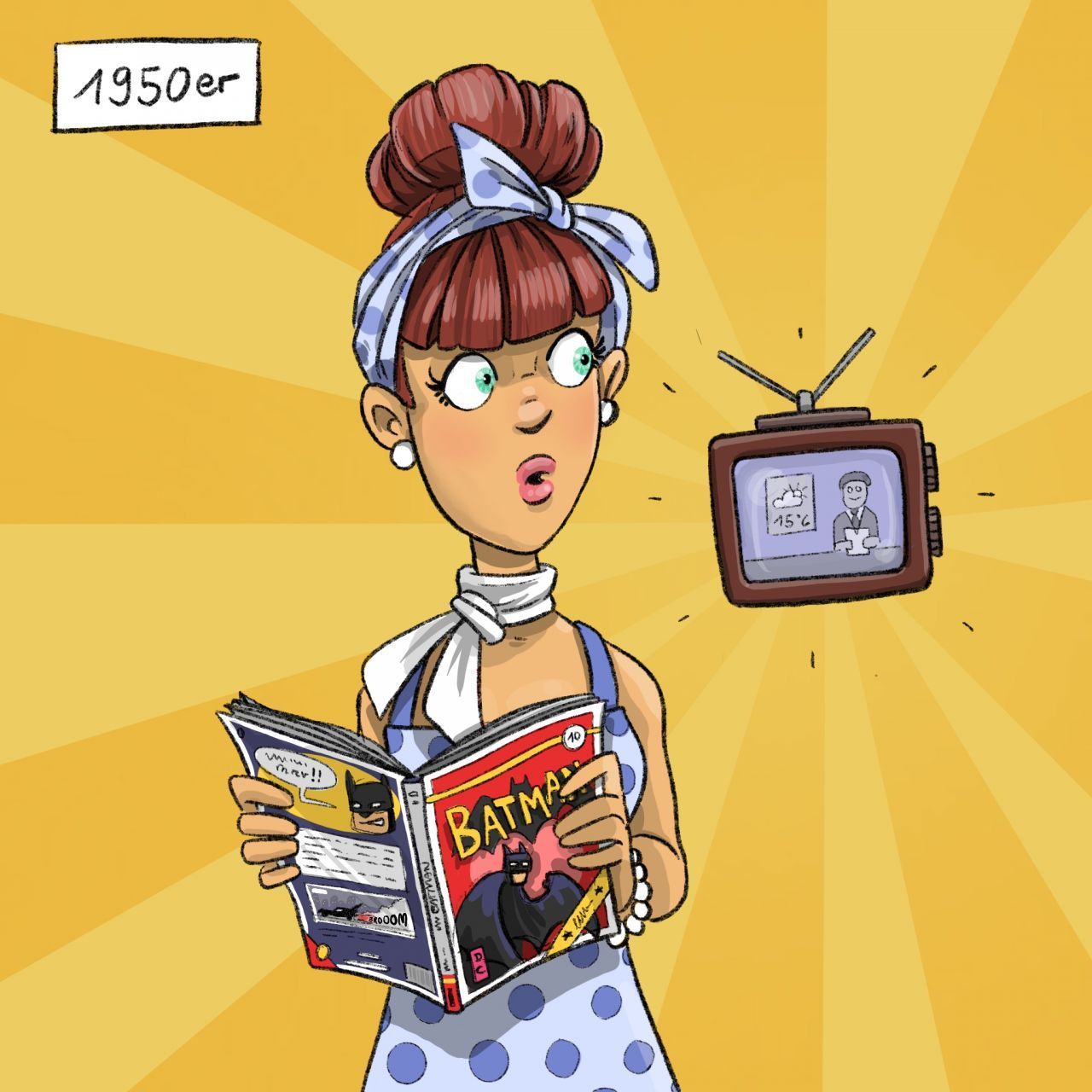 1952: TV killed the Comic-Star. Das Aufkommen des Fernsehens zieht die Menschen vor den Bildschirm. Comics lesen ist nicht mehr angesagt. Außerdem gibt es Schwierigkeiten bei den Vertriebssystemen der Hefte. Die gesamte Branche verfällt in eine tiefe Krise.