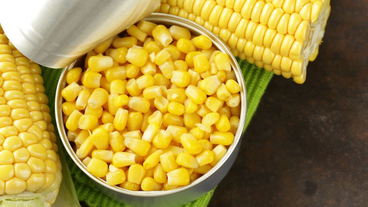 Natural organic canned corn in the pot