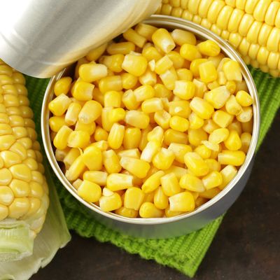 Natural organic canned corn in the pot