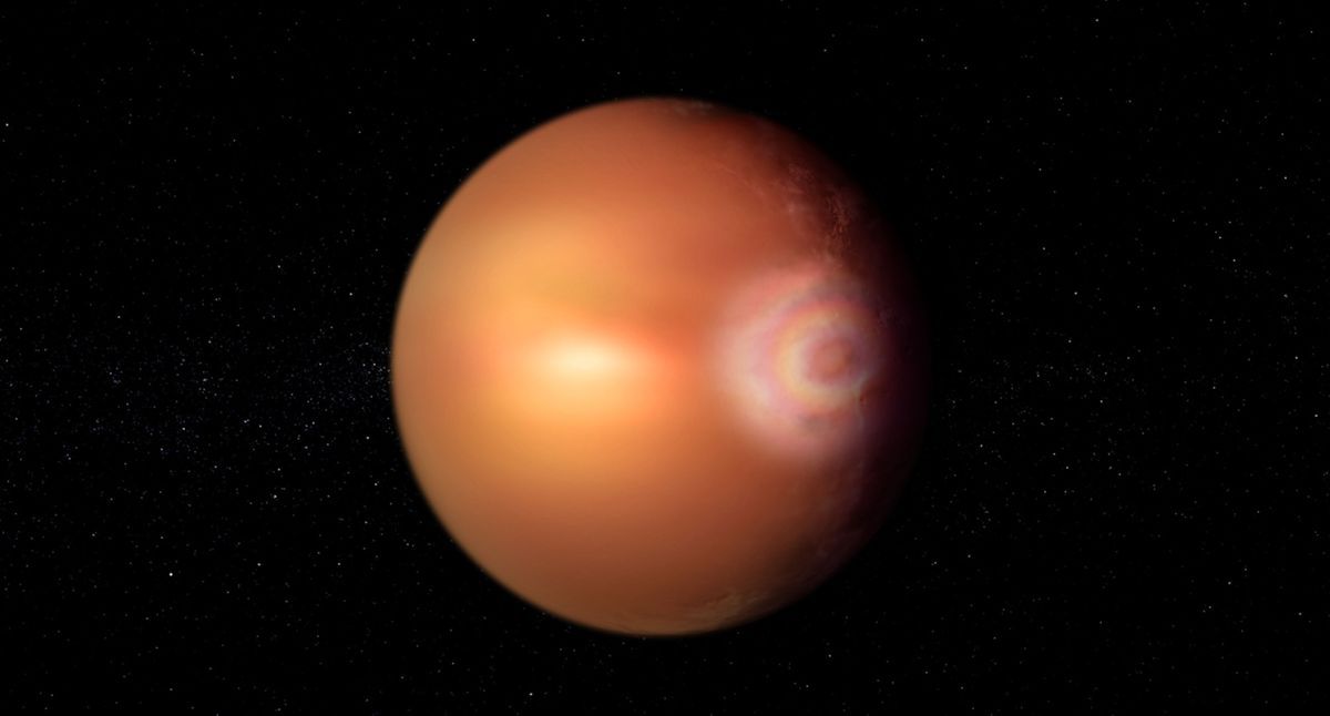 Exoplanet in künstlerischer Darstellung: So stellen sich die Forscher den Glorieneffekt auf WASP-76b vor.
