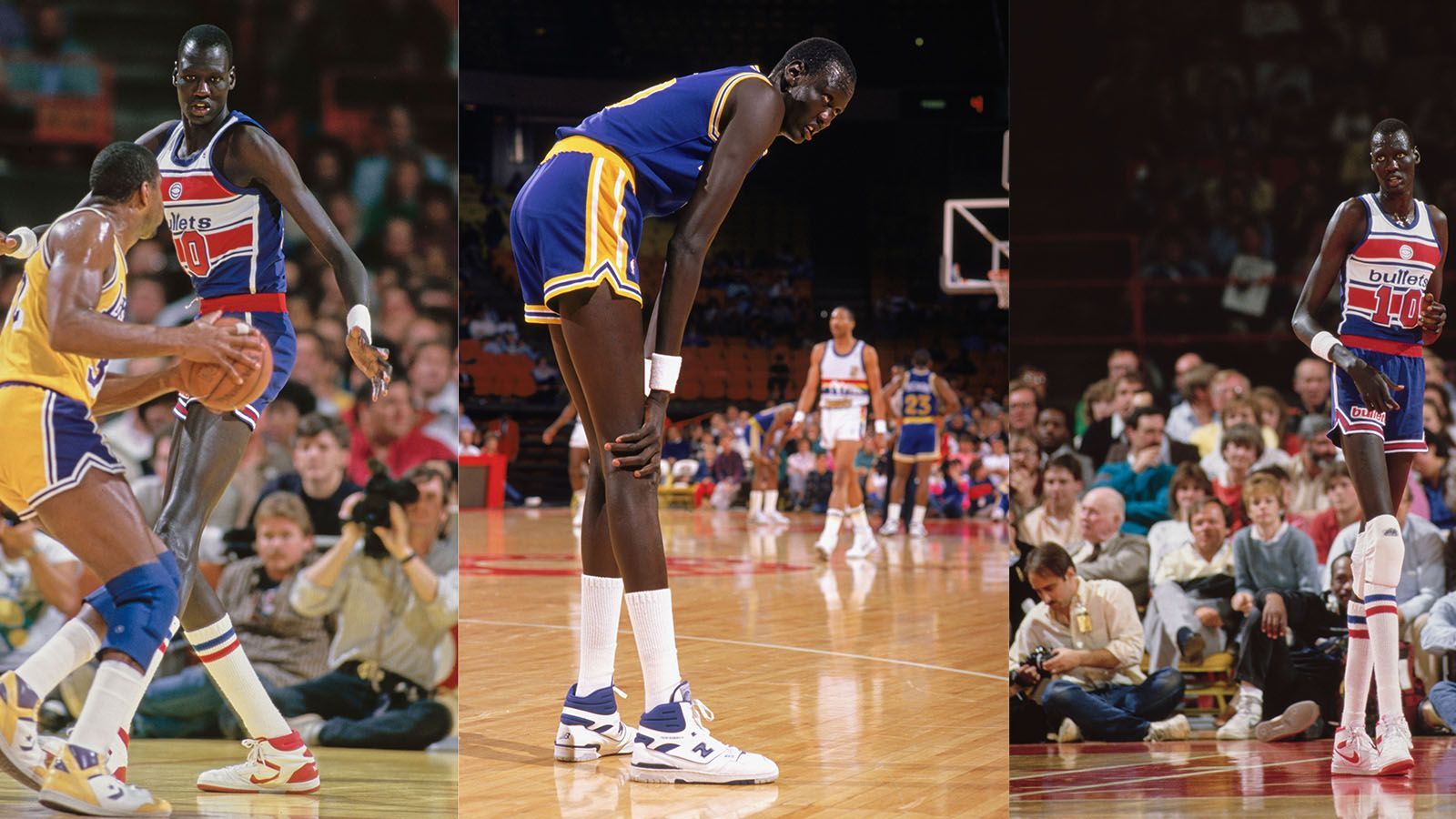 <strong>Manute Bol - 2,31m</strong><br><strong>Teams:</strong> Washington Bullets, Golden State Warriors, Philadelphia 76ers, Miami Heat<br><strong>Karriere-Stats:</strong> 2,6 Punkte, 4,2 Rebounds, 0,3 Assists, 3,3 Blocks<br><strong>Auszeichnungen:</strong> 1x All-Defensive