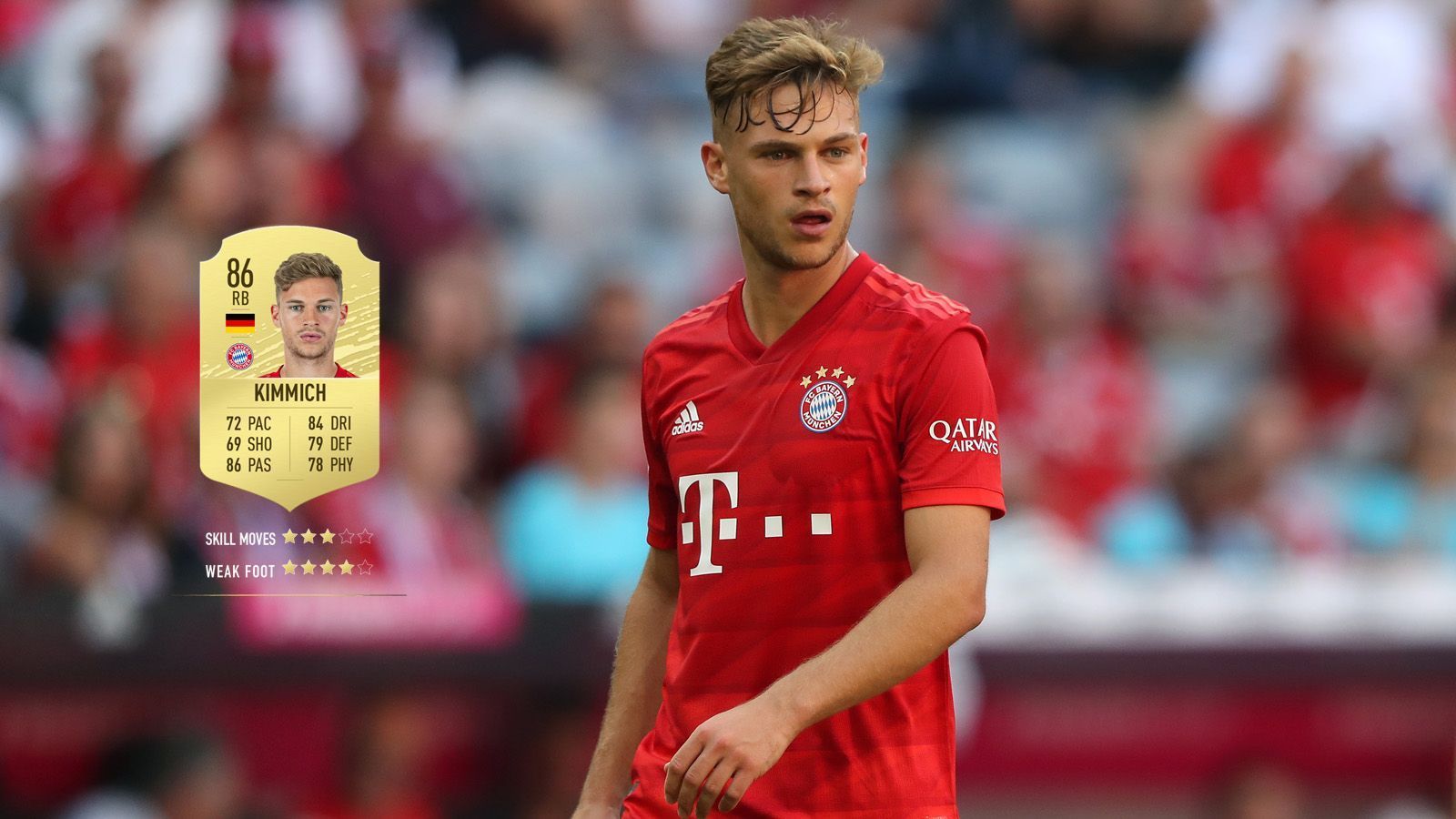 
                <strong>57. Joshua Kimmich (FC Bayern München) </strong><br>
                Gesamtstärke: 86Alter: 24Position: Rechtsverteidigung/ Zentrales Mittelfeld
              