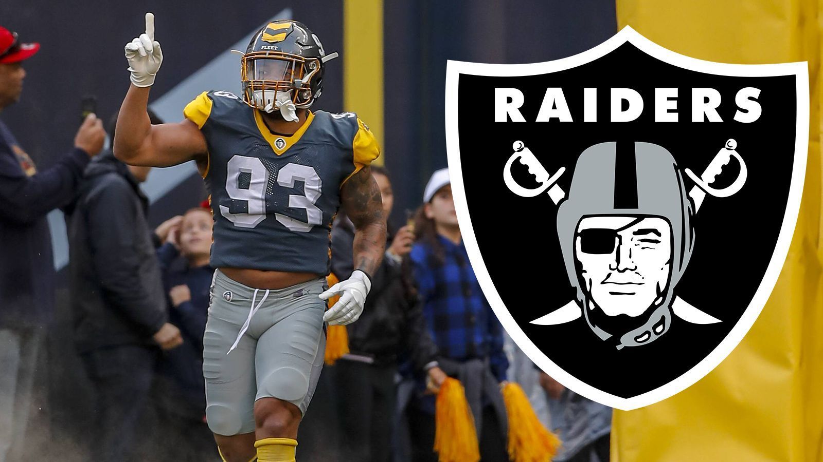 
                <strong>Oakland Raiders</strong><br>
                Bisher verpflichtete Spieler aus der AAF:Alex Barrett (im Bild, Defensive End, San Diego Fleet), Demornay Pierson-El (Wide Receiver, Salt Lake Stallions)
              