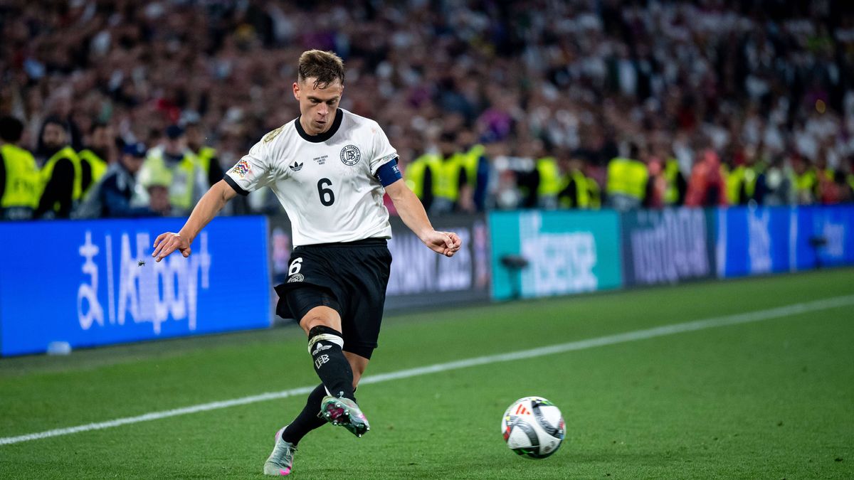 Joshua Kimmich (Deutschland, 06) am Ball, GER, Deutschland vs. Portugal, Fussball, UEFA, Nations League, Halbfinale, Spielzeit 2024 2025, 04.06.2025 GER, Deutschland vs. Portugal, Fussball, UEFA, N...