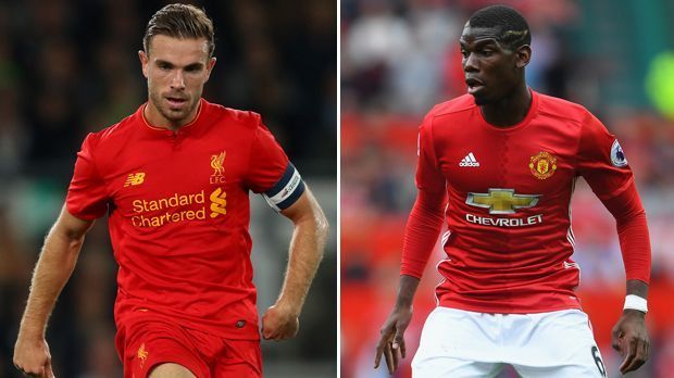 
                <strong>Jordan Henderson vs. Paul Pogba</strong><br>
                Jordan Henderson vs. Paul Pogba: Auf der Sechs bekommt es Liverpools Kapitän mit dem teuersten Spieler der Welt zu tun. Uniteds Neuzugang Pogba holte sich in der Länderspielpause bei der französischen Nationalmannschaft Selbstvertrauen für dieses Topspiel in England, traf beim Sieg in den Niederlanden. Punkt für Manchester United. 4:5.
              