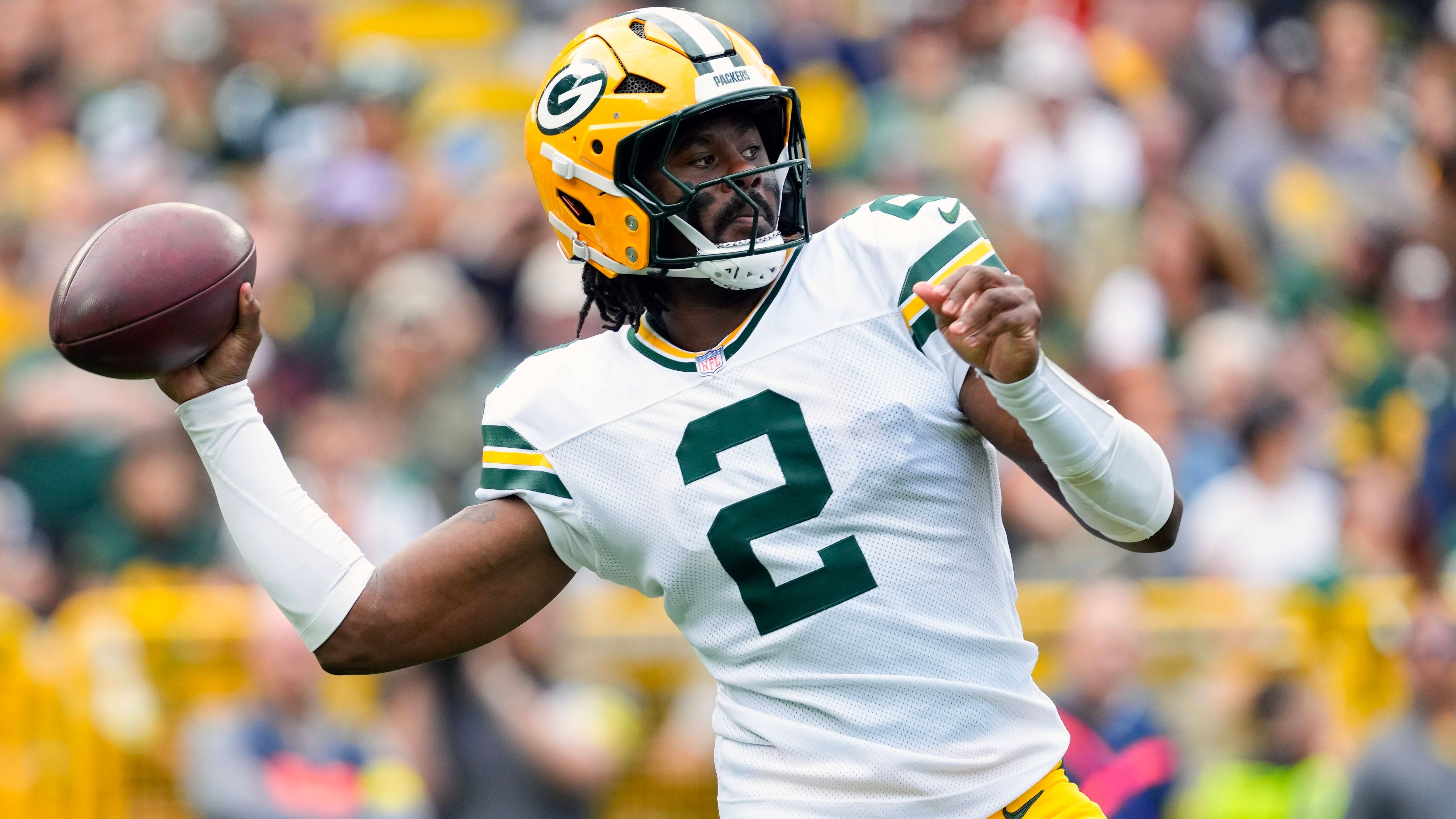 <strong>Malik Willis (Green Bay Packer)<br>Alter:</strong> 26<br><strong>Draftpick:</strong> 86 im Jahr 2022<br><strong>Jahresgehalt 2025:</strong> bis zu 1,4 Millionen Dollar<br><strong>Beste Saison:</strong> 2024 bei den Green Bay Packers mit 550 Passing Yards, 138 Rushing Yards, 4 Touchdowns (davon 1 Rushing Touchdown) und 0 Interceptions in 7 Spielen