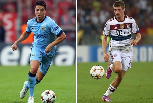 
                <strong>Samir Nasri vs. Thomas Müller</strong><br>
                Thomas Müller wurde Weltmeister und zweitbester Spieler des Turniers, Samir Nasri dagegen nicht einmal in den Kader Frankreichs berufen. Anders als Müller, ist Nasri diese Saison noch ohne Tor-Erfolg. Sieg für Bayern. City 5:6 Bayern.
              