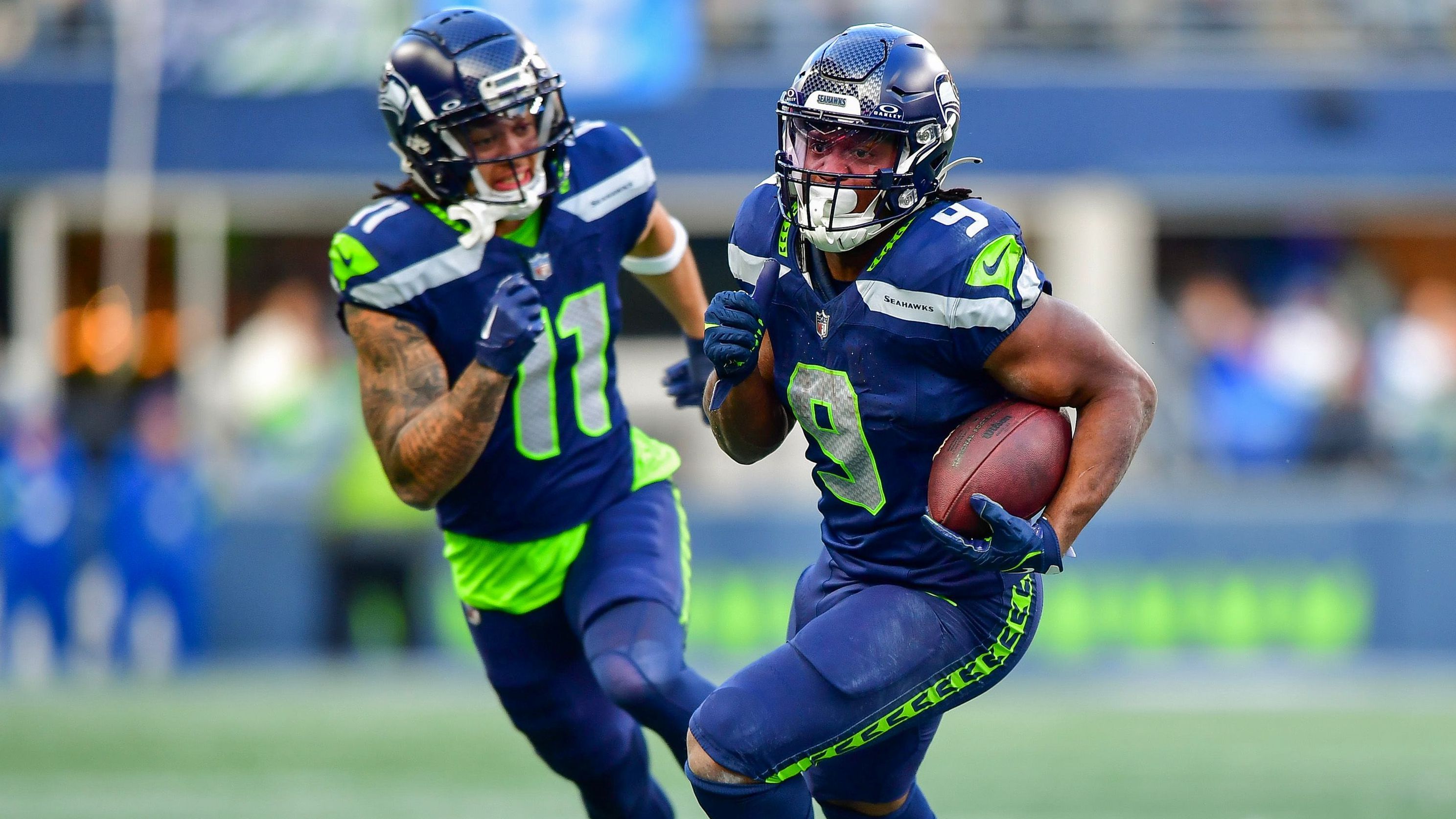 <strong>Platz 24 (geteilt): Seattle Seahawks</strong><br>Gegnerbilanz in 2023: 141-148<br>Prozentualer Anteil der Siege der Gegner: 48,8