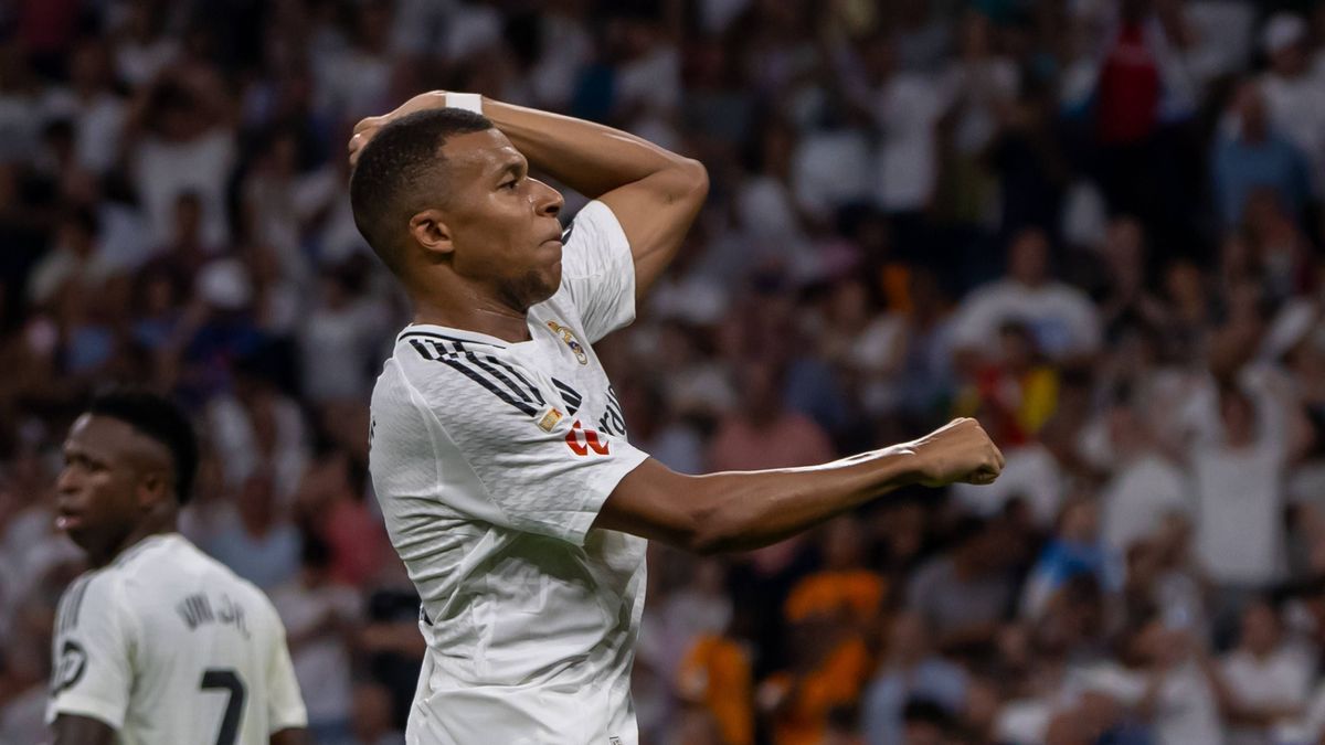 Real Madrid CF VS Real Betis the La Liga League in Madrid - 1 Sep 2024 Frenchman Kylian Mbappé celebrates one of his goals this afternoon at the Santiago Bernabeu Stadium in Madrid. With two goals ...