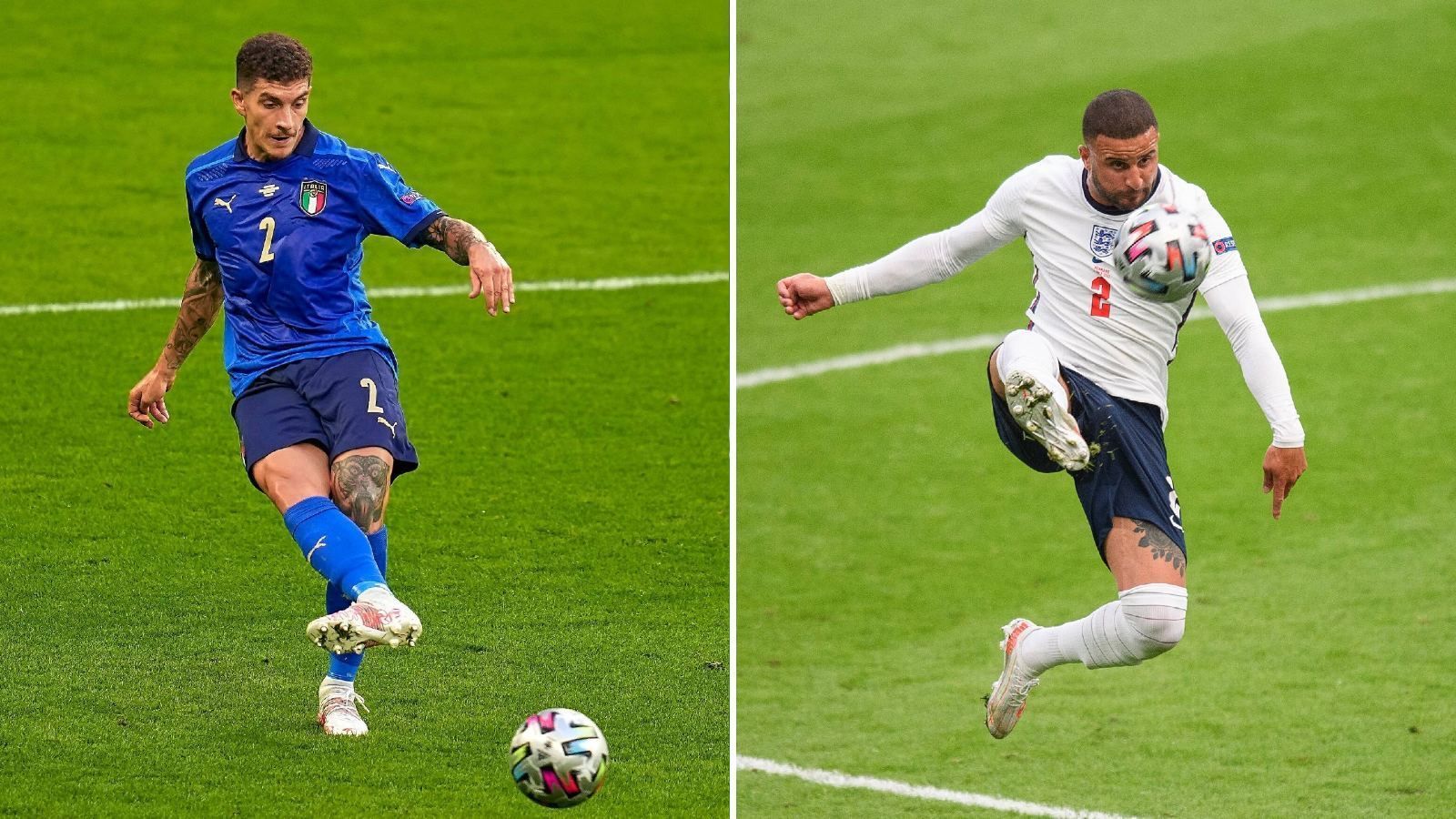 
                <strong>Rechtsverteidigung: Giovanni di Lorenzo vs. Kyle Walker</strong><br>
                Als typischer "Wadenbeißer" macht Giovanni Di Lorenzo den gegnerischen Flügelspielern das Leben bei dieser EM schwer. Die vom Naopli-Star bewachte rechte Defensiv-Seite ist fast nicht zu knacken. Das direkte Duell mit Raheem Sterling dürfte von hoher Intensität geprägt sein. Bei den Engländern befindet sich Kyle Walker ebenfalls in absoluter Topform und verhinderte im laufenden Wettbewerb schon das eine oder andere Gegentor. Auch die Deutschen bekamen Walkers Schnelligkeit im direkten Duell zu spüren, er hält der in der Regel hoch stehenden Innenverteidigung den Rücken frei. Dieser Punkt geht an beide. Stand 2:1. 
              