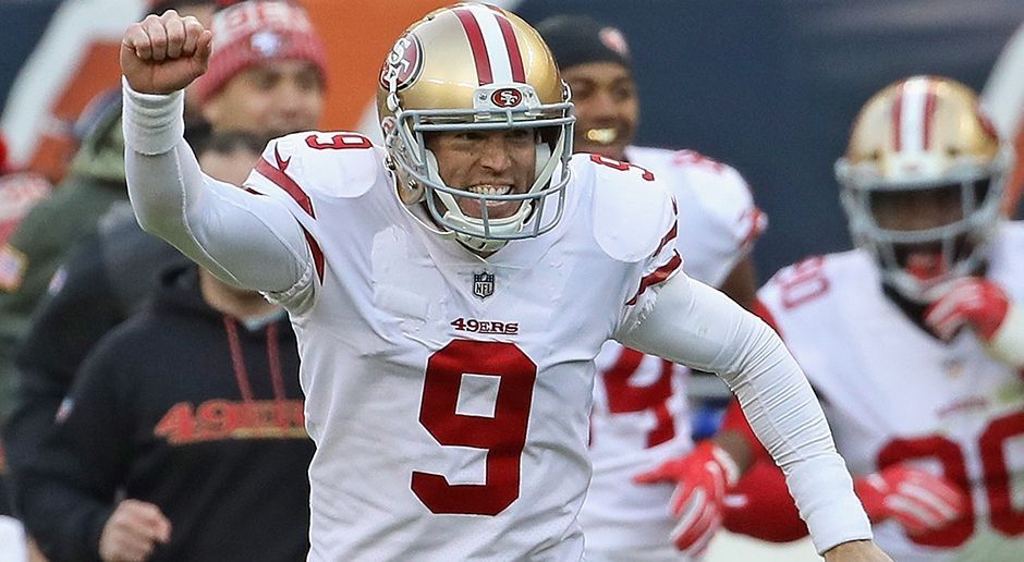 
                <strong>NFC Special Teams:</strong><br>
                Robbie Gould, K, San Franciso 49ers (15:14 Sieg gegen Chicago Bears)Gib mir fünf! Genau so viele Field Goals verwandelt Robbie Gold gegen die Chicago Bears. Damit ist er der einzige Scorer seines Teams und entscheidet das Spiel quasi im Alleingang. Nervenstark zeigt er sich sieben Sekunden vor dem Ende, als er aus 24-Yards den Game-Winner erzielt. Besondere Genugtuung für den Kicker: Vor der Spielzeit 2016 entlassen die Bears ihren langjährigen und verdienten Kicker.
              