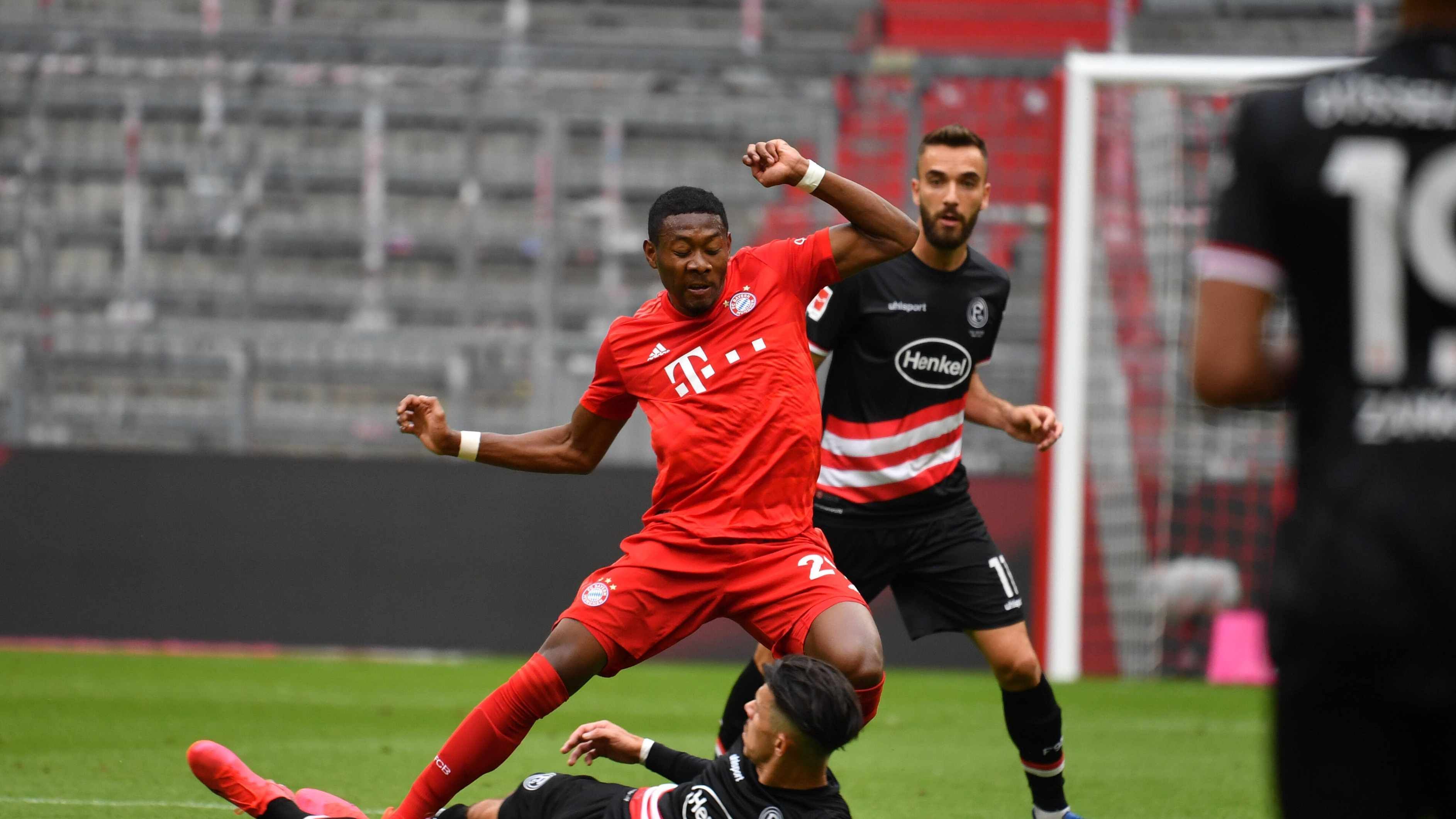 
                <strong>David Alaba</strong><br>
                Gewohnt zuverlässig in der Defensive, die allerdings durch die Überlegenheit der Bayern nur selten gefordert wird. Im Spiel nach vorne meist solide, mit Licht, aber auch Schatten. Nutzt die Düsseldorfer Harmlosigkeit in der zweiten Halbzeit mit noch mehr guten Aktionen besser aus. ran-Note: 2
              