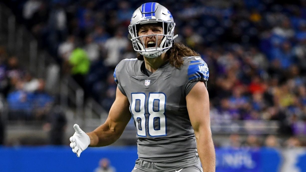 
                <strong>T.J. Hockenson (Detroit Lions) </strong><br>
                &#x2022; Position: Tight End<br>&#x2022; Draft-Position 2019: 8<br>&#x2022; Vollständig garantiertes Gehalt 2023: 9.392.000 US-Dollar <br>
              