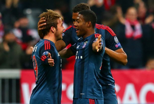 
                <strong>FC Bayern München - Manchester City 2:3</strong><br>
                Götze und David Alaba feiern die frühe Führung der Bayern
              