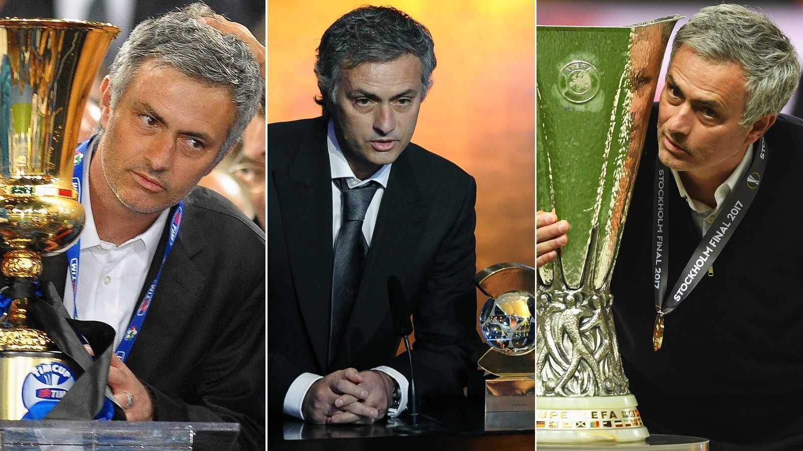 
                <strong>"The Special One": Die Titel-Sammlung von Jose Mourinho</strong><br>
                Dem polarisierenden Coach Jose Mourinho steht bei Manchester United das Wasser schon bis zum Hals - dem selbsternannten "The Special One" droht das baldige Ende beim englischen Rekordmeister. Durch das 3:2 gegen Newcastle United nach einem 0:2-Rückstand rettete Mourinho sich vermutlich gerade so noch einmal in die Länderspielpause. Dabei blickt der Portugiese auf eine glorreiche Vergangenheit zurück und sammelte jede Menge Edelmetall. Insgesamt 33 Titel als Chef- und Co-Trainer und zusätzlich vier Titel als Trainer des Jahres hat er in seiner Sammlung vorzuweisen. ran.de zeigt euch die stolze Sammlung des 55-Jährigen. (Stand: 6. Oktober 2018)
              