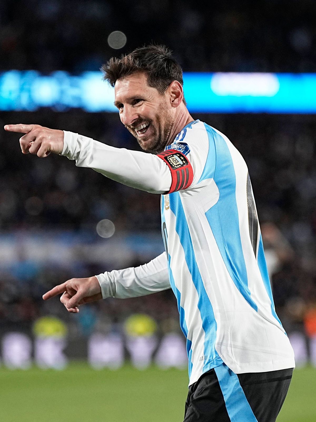 Festejo de Lionel Messi 3-0 - Argentina vs Venezuela - Eliminatorias Sudamericanas para el Mundial de Futbol FIFA 2026 - 4 de septiembre de 2025 - Estadio: Mas Monumental - Buenos Aires - Argentina...