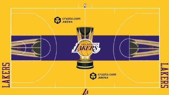 <strong>Los Angeles Lakers<br></strong>Im klassischen Lakers-Gelb wird die Arena strahlen, inklusive blauer Zonen.