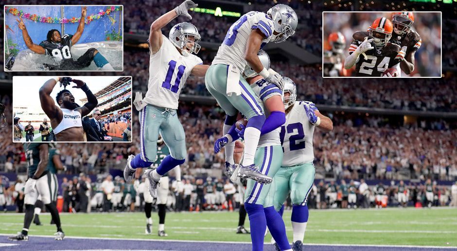 
                <strong>Siegesserie der Cowboys</strong><br>
                Mit dem 35:10-Sieg über die Cleveland Browns holen die Dallas Cowboys den siebten Sieg in Folge! So eine starke Serie gelang dem Team schon seit 2007 nicht mehr. Dass das schon eine halbe Ewigkeit her ist, zeigen diese Tatsachen …
              