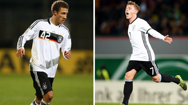 
                <strong>Linkes Mittelfeld</strong><br>
                Linkes Mittelfeld: Fabian Johnson und Max Meyer - Ebenso wie Sebastian Boenisch ist Fabian Johnson Teil der Goldenen Generation, läuft aber anschließend für die A-Nationalmannschaft der USA auf. Ein Schicksal, das dem DFB bei Max Meyer nicht passieren kann. Der Shootingstar vom FC Schalke kommt in der laufenden Saison in fast jedem Spiel zum Einsatz und weist bereits fünf Tore auf. Einmal darf er beim Team von Joachim Löw reinschnuppern.
              