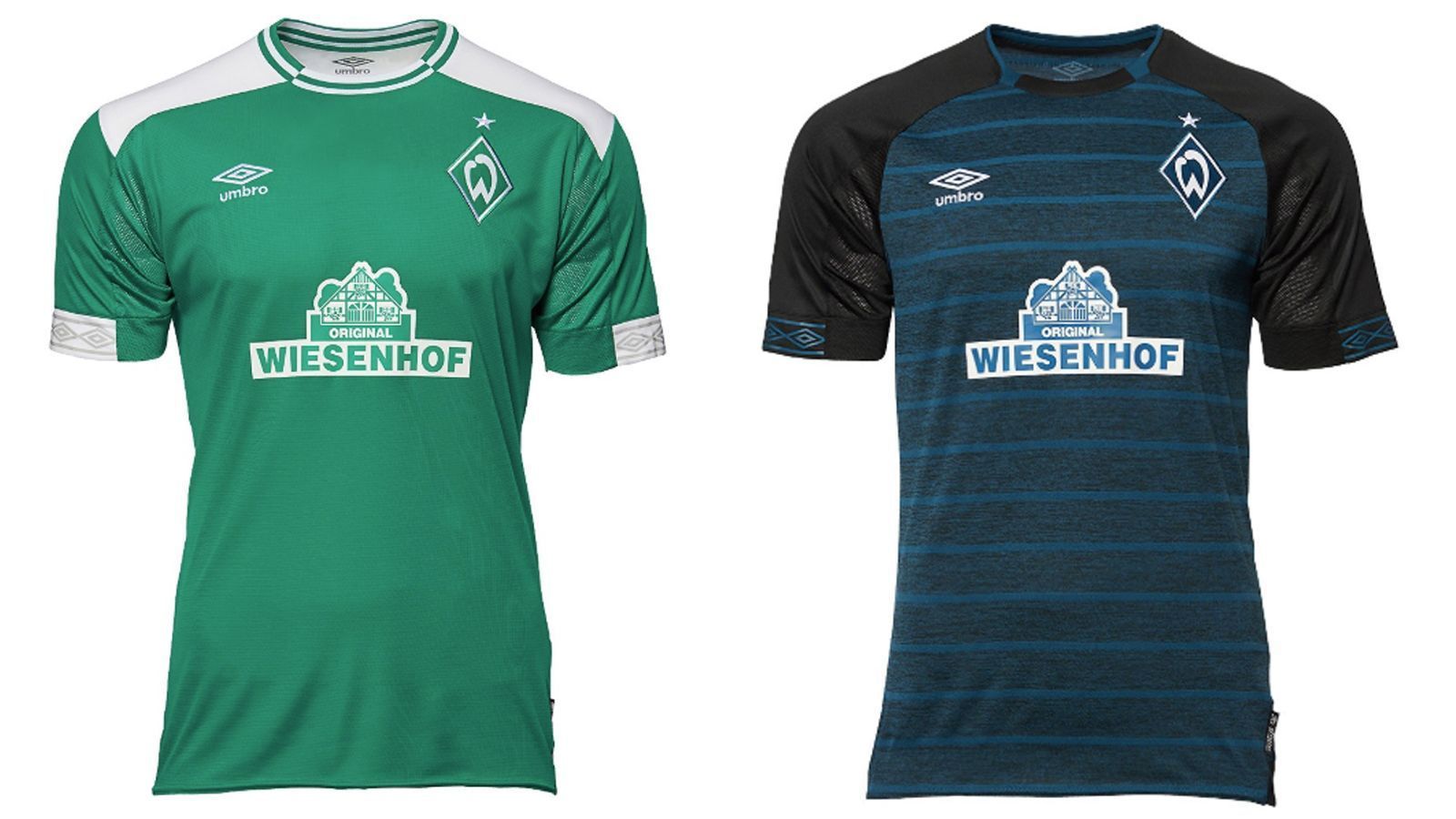 
                <strong>Werder Bremen</strong><br>
                Werder setzt wieder auf grün und weiß. Etwas gewöhnungsbedürftig ist dagegen das Auswärtrikot und seine Farbenkombo.
              