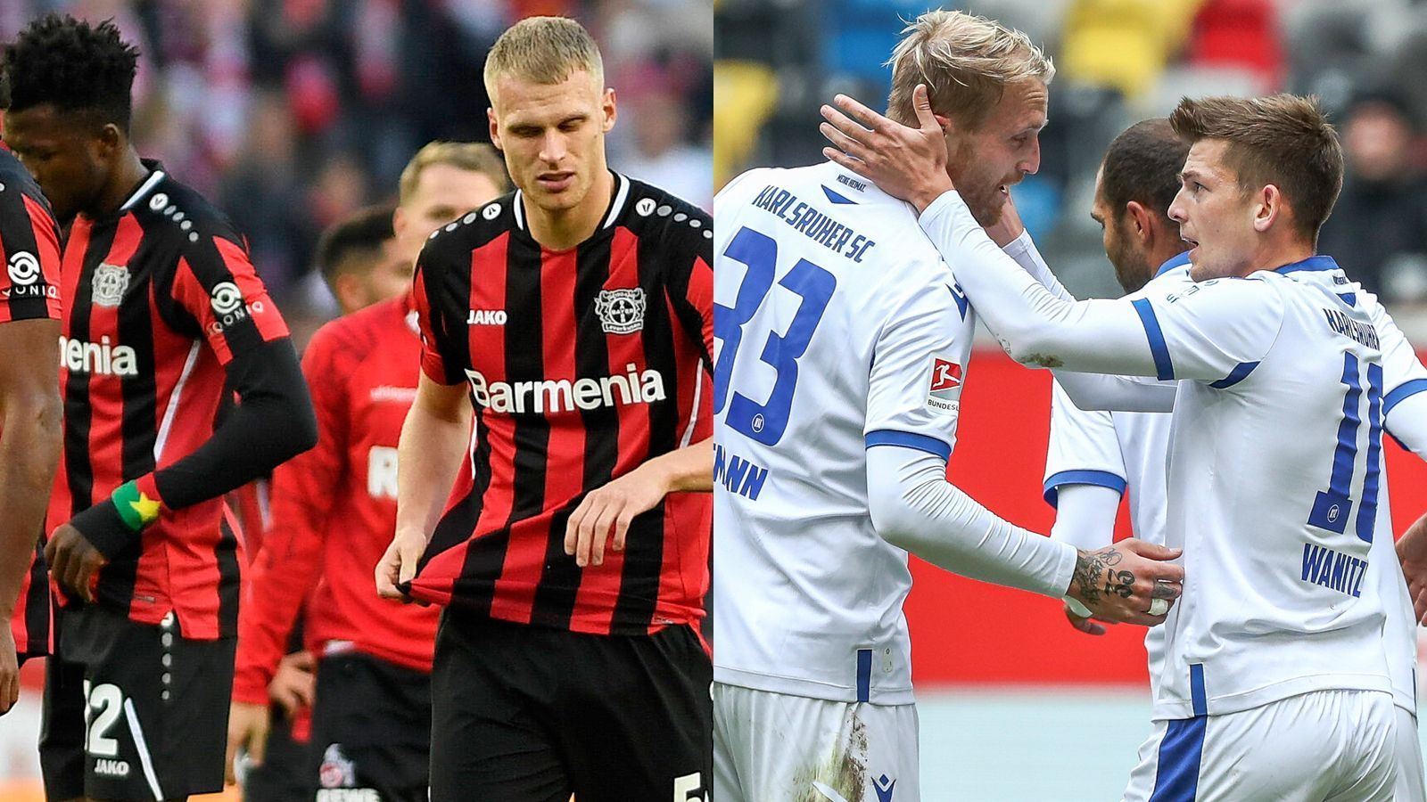 
                <strong>Bayer Leverkusen - Karlsruher SC</strong><br>
                Unmittelbar vor dem Pokalduell mit dem Karlsruher SC steckt Bundesligist Bayer Leverkusen (Mittwoch, ab 18:30 Uhr im Liveticker) in einer Krise. Nach der 1:5-Klatsche gegen die Bayern mussten die Rheinländer zuletzt trotz früher 2:0-Führung im Derby beim 1. FC Köln mit einer Punkteteilung (2:2) leben. Ob da nun die Elf von Trainer Gerardo Seoane den Fokus so schnell auf das Spiel gegen den KSC legen kann? Die Hoffnung, dass das nicht gelingt, treibt den badischen Zweitligisten an, wobei man sich bezüglich der Ausgangslage auch klar positionierte. "Wir sind krasser Außenseiter, aber wir werden versuchen, in dem einen Spiel die Sensation zu schaffen", sagte KSC-Coach Christian Eichner schon direkt nach der Auslosung. Damals war Bayer aber noch extrem souverän, das hat sich in den letzten Wochen etwas geändert.
              