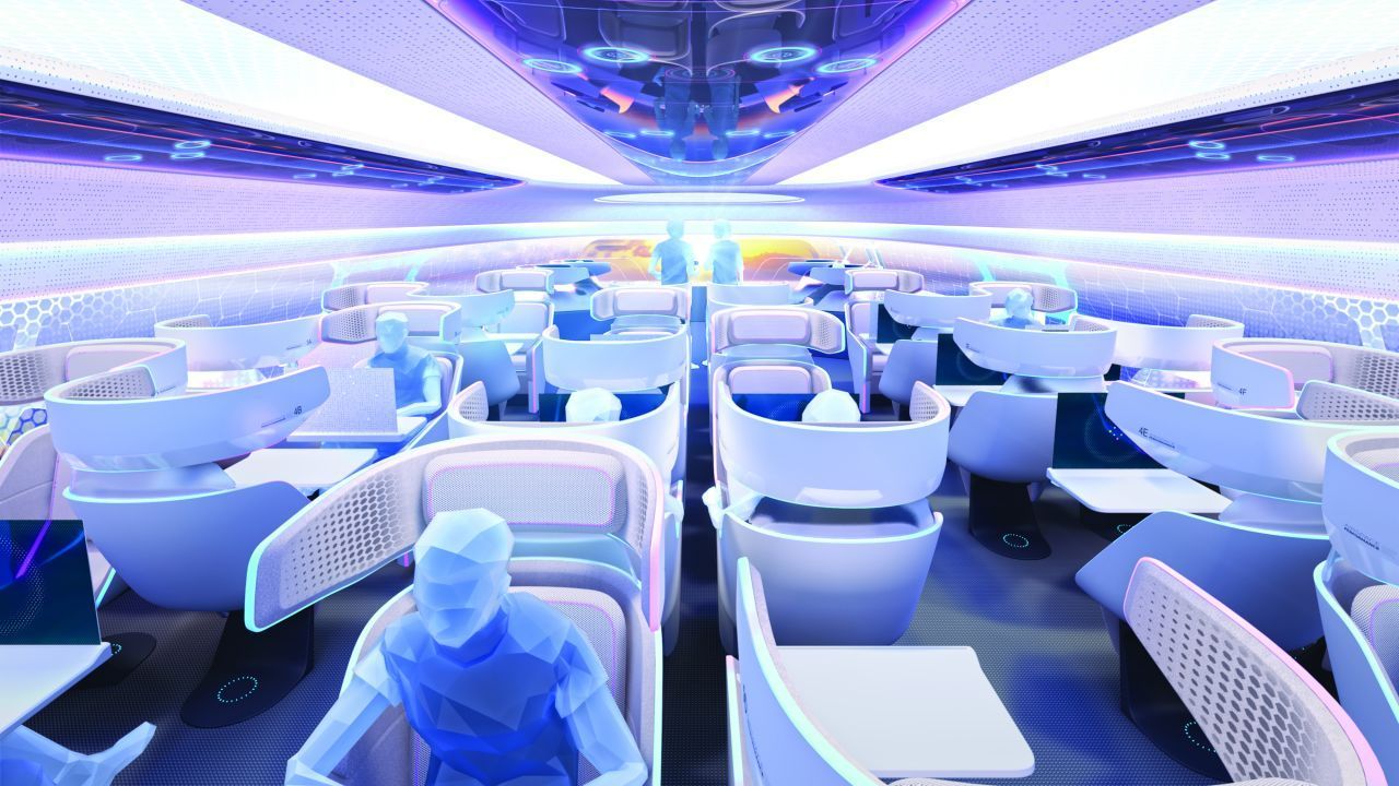 Große Ambition hat Airbus mit dem Projekt "Airspace Cabin Vision 2030". Bei diesem Konzept soll in der Kabine alles miteinander vernetzt sein.