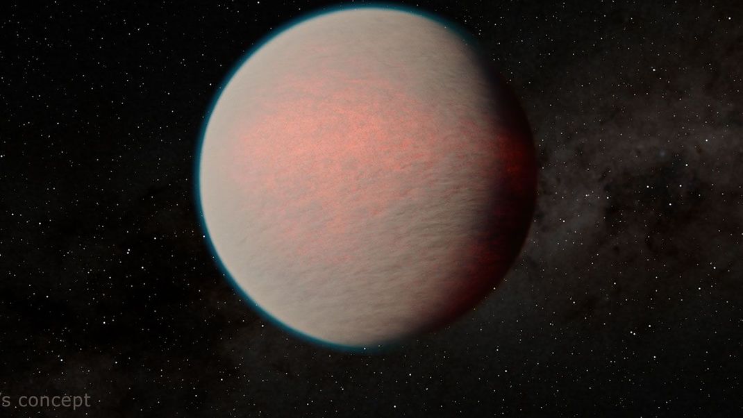 Die Grafik eines Künstlers zeigt den Planeten GJ 1214 b, sozusagen einen „Mini-Neptun“.