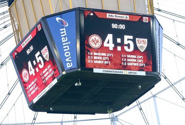 
                <strong>TOP: Spektakel in Frankfurt</strong><br>
                Neun Tore in einem Spiel! Das passiert nicht häufig in der Bundesliga - beim 5:4-Sieg des VfB Stuttgart in Frankfurt schon. 90 Minuten ging es rauf und runter, die Fans hatten jede Menge Spaß an der Partie.
              