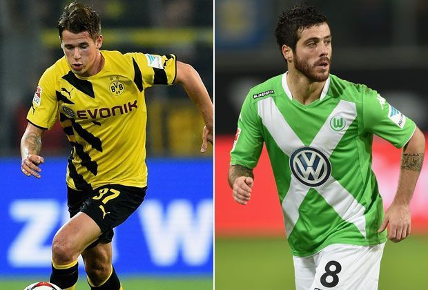 
                <strong>Erik Durm vs. Vierinha</strong><br>
                Weltmeister Erik Durm spielt nicht gerade eine überragende Saison - ähnlich wie der BVB insgesamt. Ganz anders Vierinha. Der Portugiese ist als Rechtsverteidiger eine feste Größe im Team von Dieter Hecking, bekam erst kürzlich einen neuen Vertrag - Vorteil VfL. Zwischenstand: 1:2.
              