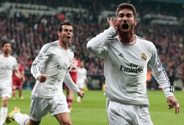 
                <strong>Bayern München - Real Madrid 0:4</strong><br>
                Pure Emotion! Sergio Ramos (r.), der im Champions-League-Halbfinale 2012 gegen die Bayern einen Strafstoß verschossen hatte, genießt seinen ganz persönlichen Erfolg ausgelassen.
              