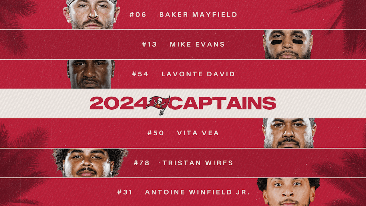 <strong>Tampa Bay Buccaneers</strong><br>WR Mike Evans, QB Baker Mayfield, OT Tristan Wirfs, LB Lavonte David, DT Vita Vea, S Antoine Winfield Jr.