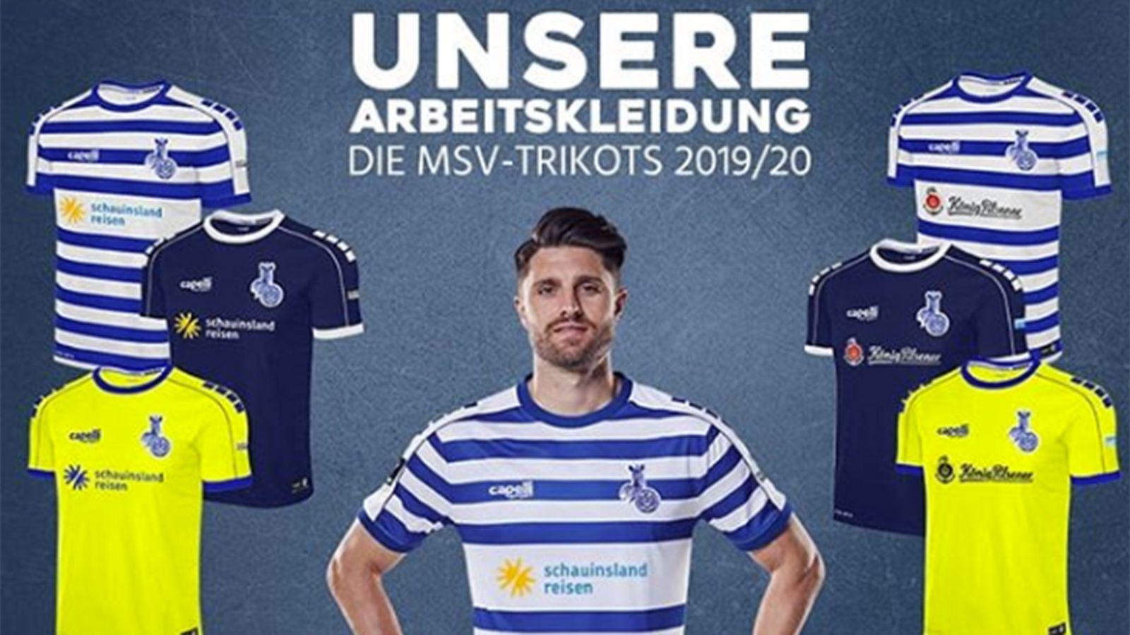 
                <strong>MSV Duisburg</strong><br>
                Heimtrikot: weiß, blauAuswärtstrikot: dunkelblauAusweichtrikot: gelbAusrüster: capelliPreis: 69,90 Euro
              