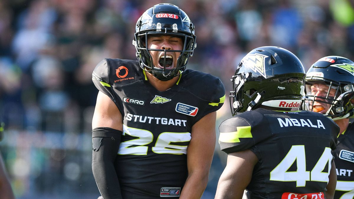 Luca Siebert (Stuttgart Surge 26), Stuttgart Surge vs. Frankfurt Galaxy, American Football, European League of Football, Spieltag 1, Saison 2025, 18.05.2025, Stuttgart Surge vs. Frankfurt Galaxy, A...