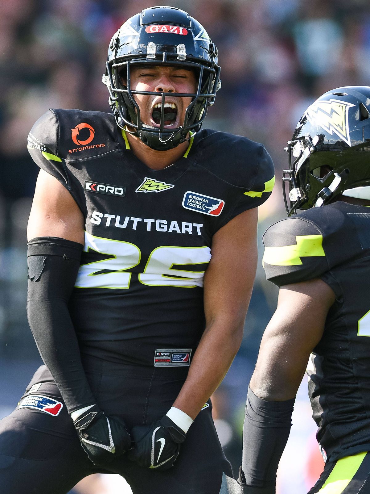 Luca Siebert (Stuttgart Surge 26), Stuttgart Surge vs. Frankfurt Galaxy, American Football, European League of Football, Spieltag 1, Saison 2025, 18.05.2025, Stuttgart Surge vs. Frankfurt Galaxy, A...
